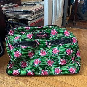Betsey Johnson Green and Pink Floral Travel Bag